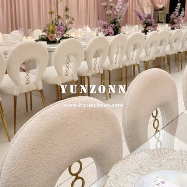 Sherpa Design Gold Velvet Chair with Stainless Steel Legs for Wedding Events and Banquets Hotel Furniture
