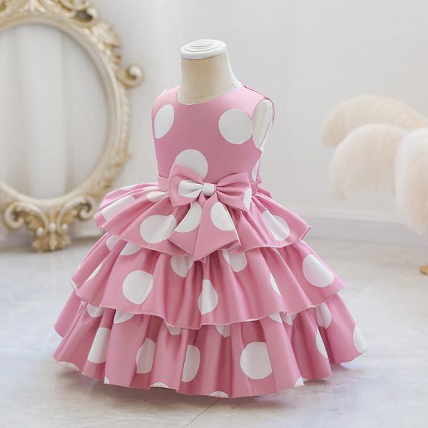 7Y-8Y Kid Polka Dot Princess Birthday Dress 60% Cotton