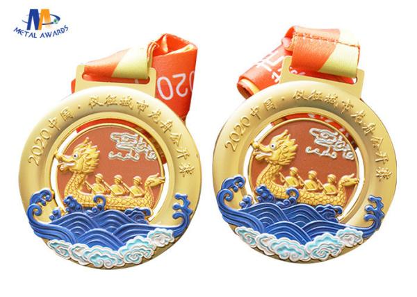Dragon Boat Competiton 3D Relief Medal With Colors Painting