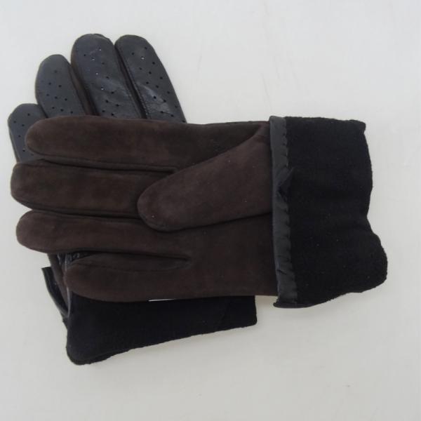 Touch Screen Mens Black Leather Winter Gloves , Soft Plain Style Mens Fashion Gloves