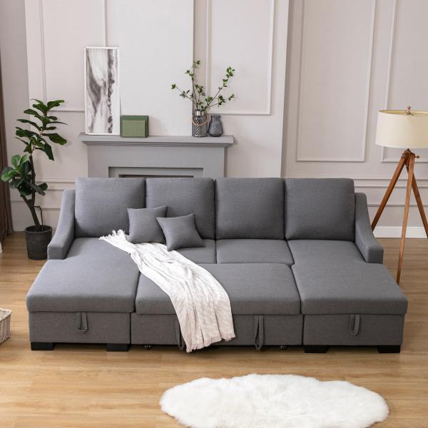 Cara Furniture Big U-shaped double chaise with Storage sofa beds Popular style sleeper sofas Living room sofa bed
