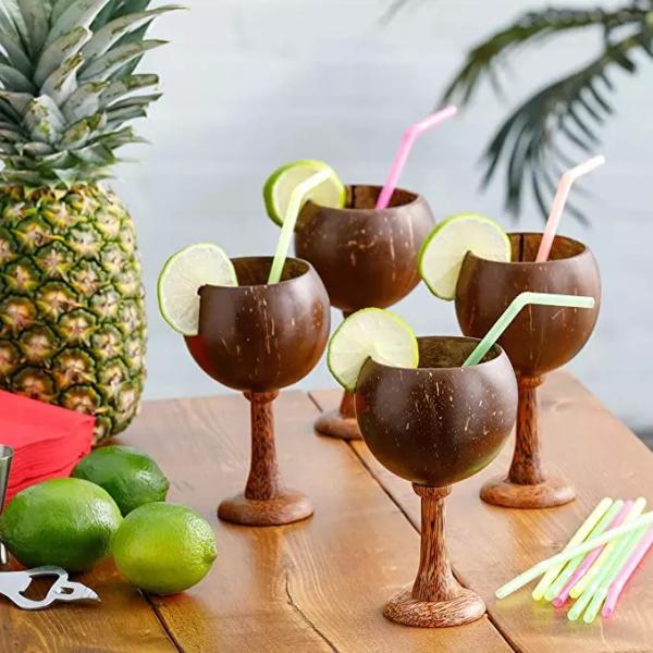 Coconut Bowl Cup Hawaiian Party Decorations Tableware Coconut Shell Wine Cup