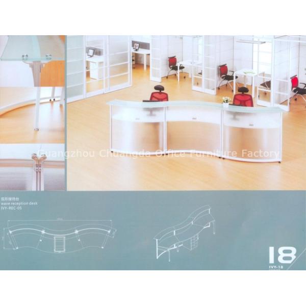White Tempered glass Office Reception Desk CD-5513 with TT aluminum legs