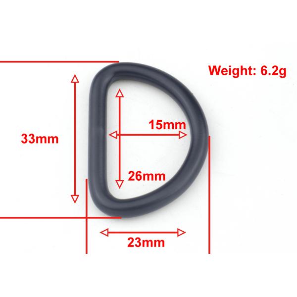 Black Metal D Rings Iron Material , 26mm Inner Size Metal Rings For Purses