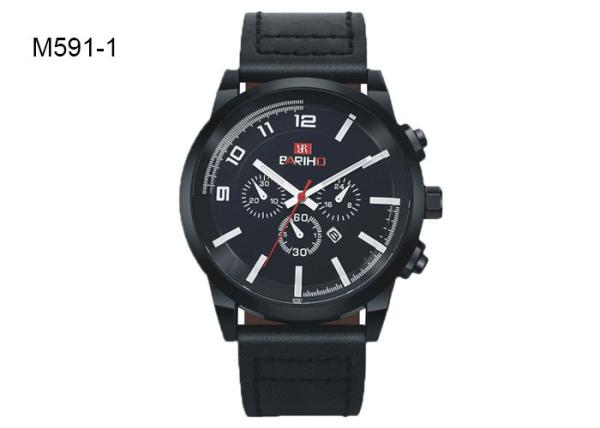 BARIHO Minimalist Analog Men's Quartz Watch Chronograph Leather Wristwatch M591