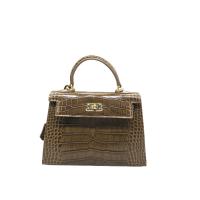 Escuro de couro genuíno - logotipo feito sob encomenda da bolsa verde das mulheres da forma