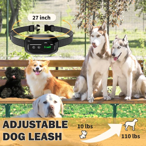 E-Commerce Best Seller Waterproof Rechargeable Plastic Dog Bark Control Collar Large/Medium/Small Dogs Anti-Barking Training