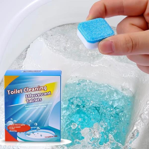 12 comprimés/ boîte Nettoyage des toilettes jetables Comprimés effervescents Parfum solide élimine les odeurs Comprimés nettoyants des toilettes