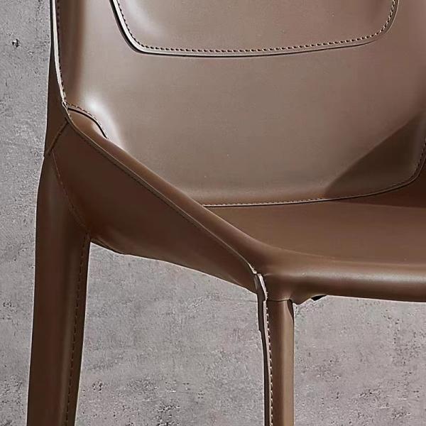 Lux Leather White Metal Italian Style Dining Chairs Comfortable