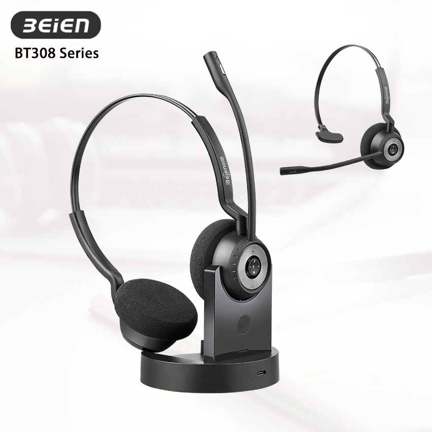 BT308 Series ENC Wireless Headset Bluetooth Headset with Mic for PC and Mobile