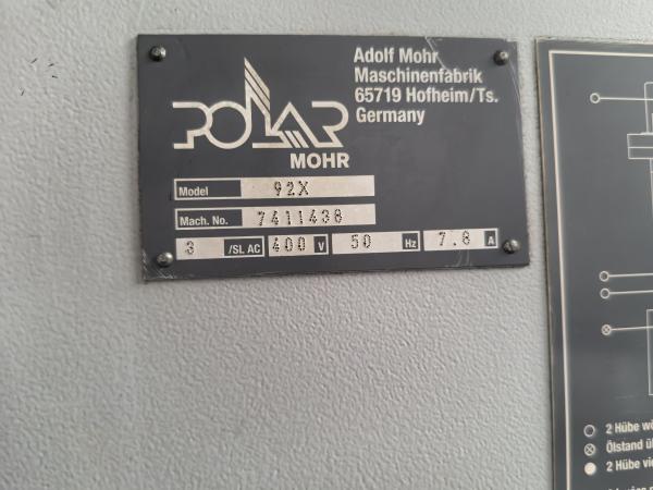 Used Polar 92X Hydraulic Pressure Paper Cutting Machine Available Mode 2004 Size 920MM Second Hand