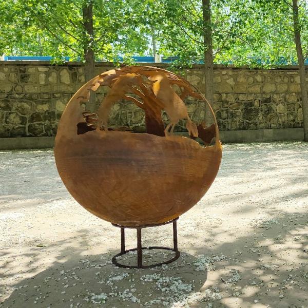 Outdoor Wood Fule Type corten Steel Fire Pits With SPHERE Design