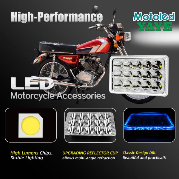 YAYE CG125 phare LED 12 puce DC12V Blanc bleu DRL lumière de moto