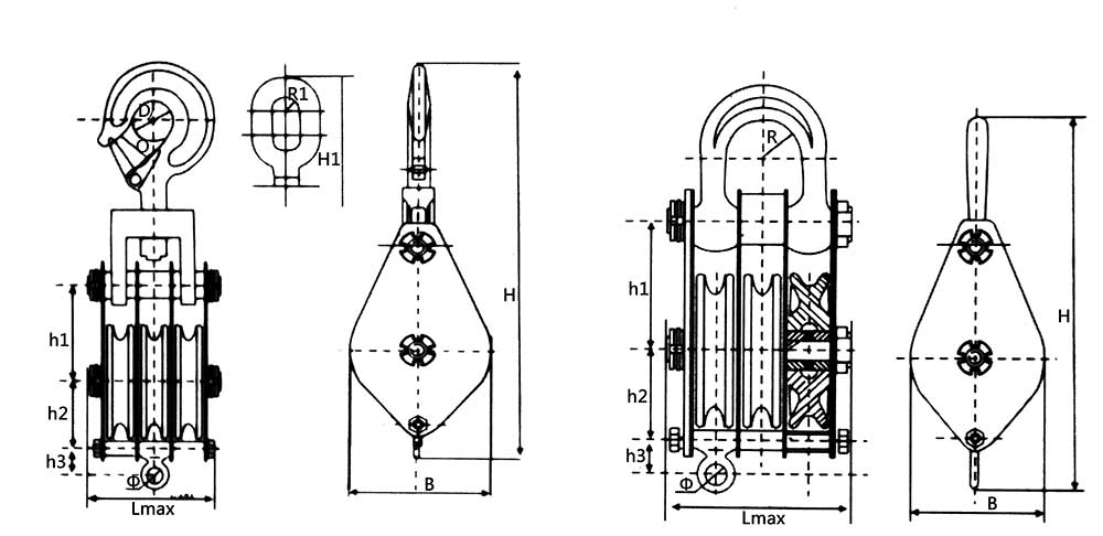 JTPB-F3 Hook ((Chain Link) Sorry закрытый трехколесный шкив