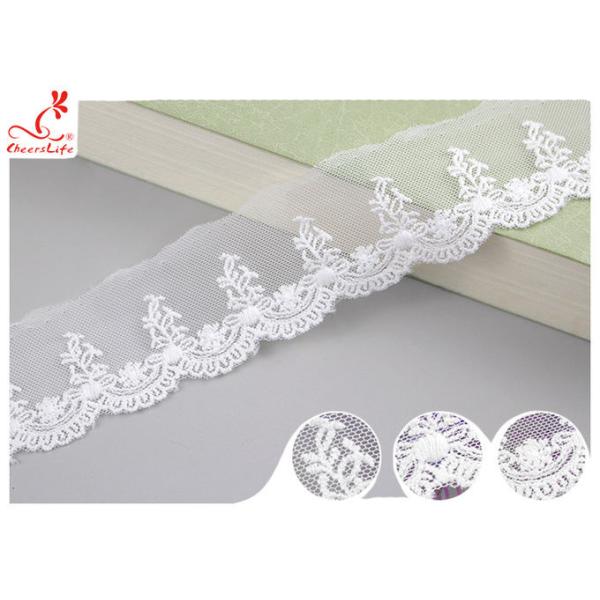 Vietnam Floral Nylon Mesh Lace Trim With Cotton Embroidery Patterns