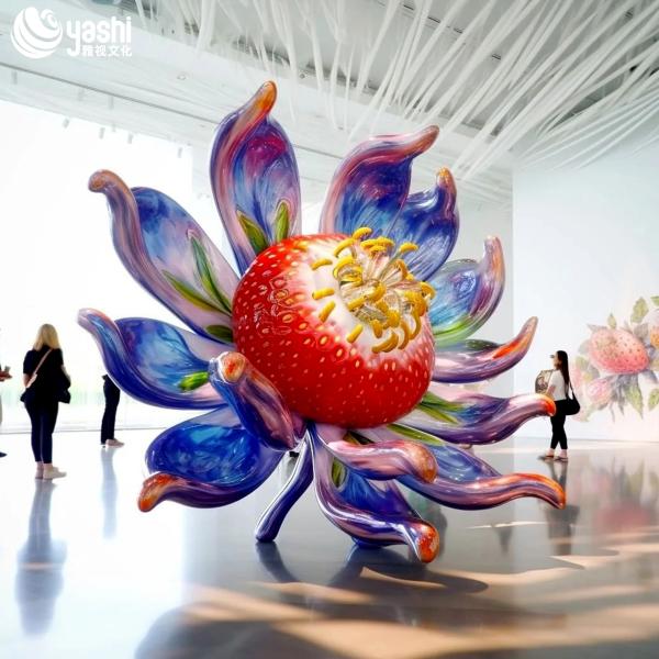 3D Strawberry Sculpture for Outdoor Display Shopping Mall Restaurant Decor