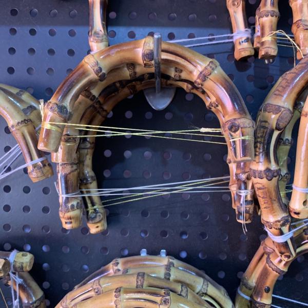 TGKELL Round Bamboo Bag Handles Wood Plastic Resin Material