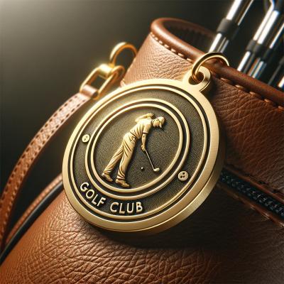 Round Golf Leather Luggage Tag Customized Metal Golf Club Tags for Hanging on Bag