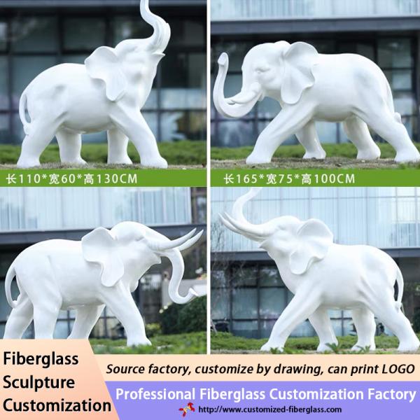 Customized Park Decor Fiberglass Life Size Animal Sculpture Handmade Polished Finish