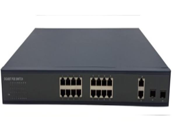 High Power POE SFP Fiber Switch 16 POE Ports 2 SFP Ports 2 Uplink Ports