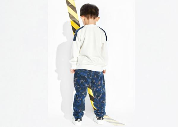 White Top Boys Party Clothes , 100 Polyester Boys Sweat Suits Pant And Shirt