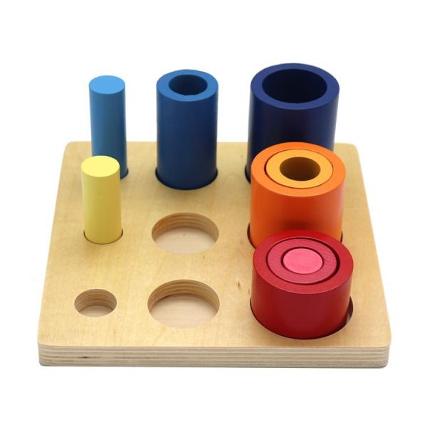 Wooden Early Education Thinking Round Block Develop Children Intelligence Baby Coordination Square Assembled Toy