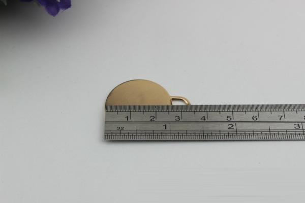 Excellent quality zinc alloy light gold small flat round shape metal label plate for handbag