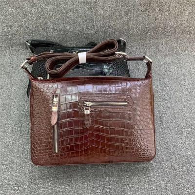 Exotic Alligator Skin Men's Soft Shoulder Bag Authentic Real Crocodile Leather ZIP Satchels Purse Male Crossbody Bag
