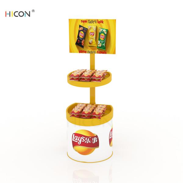 Yellow Metal Potato Chips Display Cases for Food Service Wholesale
