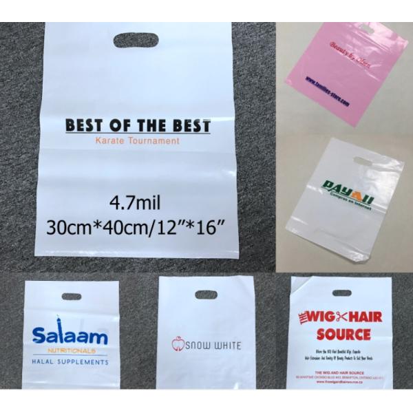 la bolsa de plástico cortada con tintas 0.08m m de la manija para los bolsos cortados con tintas plásticos que hacen compras/los bolsos que hacen compras fuertes con la manija