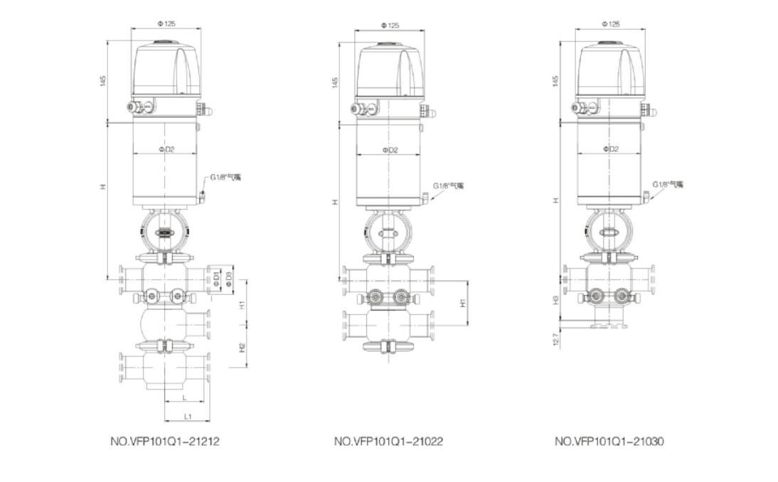 Сварка E-C DN100 SS316L Двухседельный клапан Mixproof