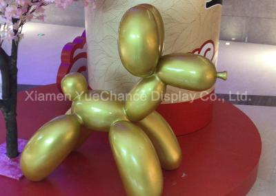 Over Size Shopping Centre Decorations Gold Color Fiberglass Balloon Dog
