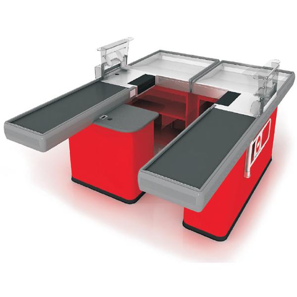 2400MM 85CM Ergonomic Stainless Steel Cashier Counter Grocery Store Checkout ODM