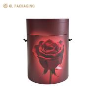 Cardboard Round Paper Red Colour Tube Box Paper Cylinder Rose Flower Packaging Gift Box With 1.4m Black Rope Packaging