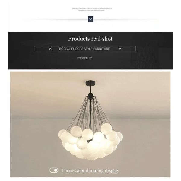 Glasses Bubble Chandeliers Nordic Frosted Glass Gold Black Pendant Light （WH-AP-669）