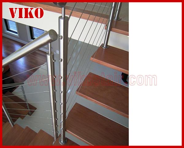 Steel Cable Stair VK64SC Tread American OakAluminum Baluster Glass Handrail 304 Stainless Steel Carbon SteelPowder-coate