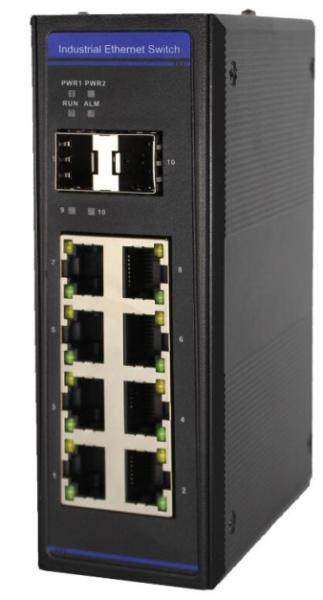 8x10/100/1000Base-TX to 2x100/1000Base-FX  Managed Industrial Fiber Switch,(working Temperature：-40 to 85°C )  FR-7S3208