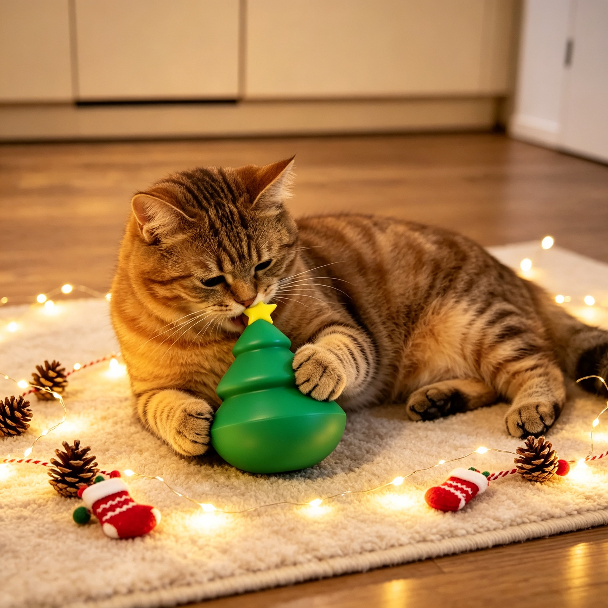 Pine Tree 3D Printed Pet Accessories Removable Fillable Bell Roly Poly Toy