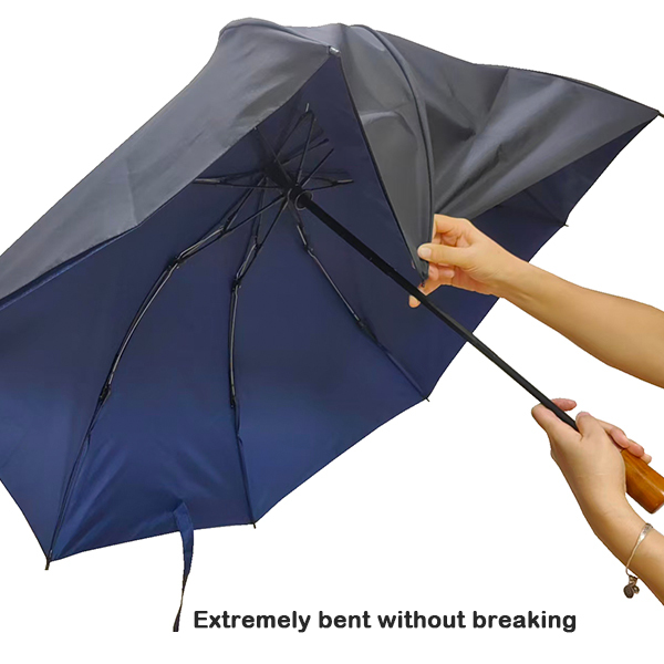 Semi-Automatic Folding Umbrella with Full Fiberglass Frame, 80 km/h Windproof and Double Layer Canopy