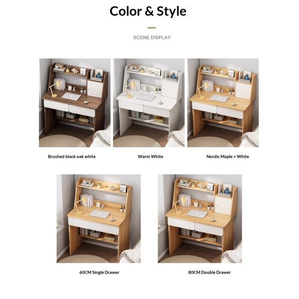 Wholesale Space-Saving MDF Home Office Computer Desk with Double Drawers and Integrated Shelf for Small Space Bedroom Study