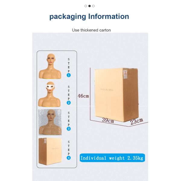 Strong Practicality W36cm Pretty Mannequin Head With Shoulders Human Skin