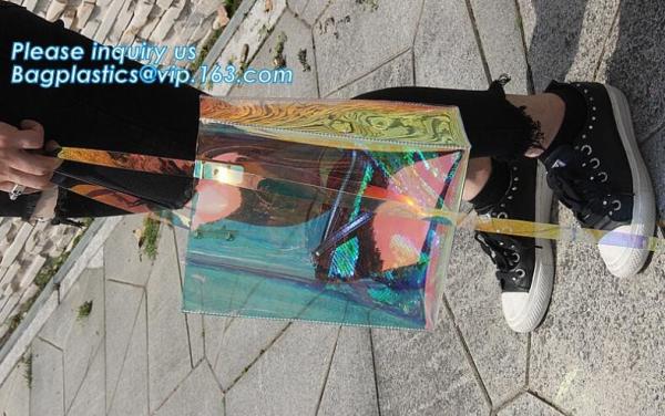 fashional pvc lcear plastic shoulder display shopping bag, Portable Clothing Storage Shopping Bag, Women Fashionable Tra