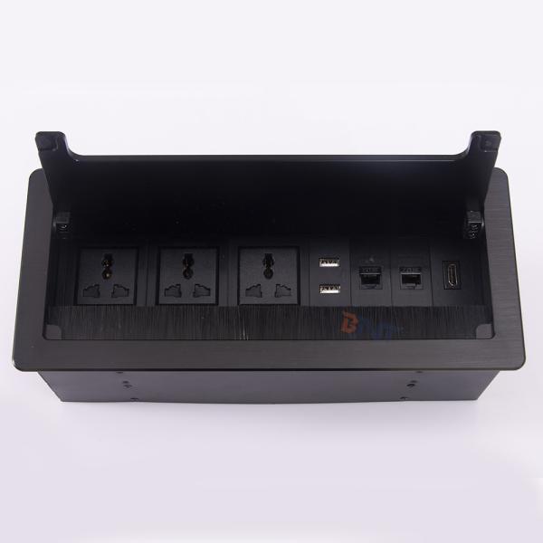 Aluminum Alloy Plate Brush Cover Desktop Sockets Desktop Brush Socket With USB