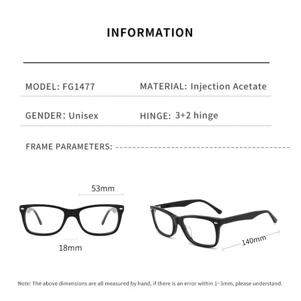 Square Non Prescription Acetate Frame Glasses Clear Lenses For Men Women