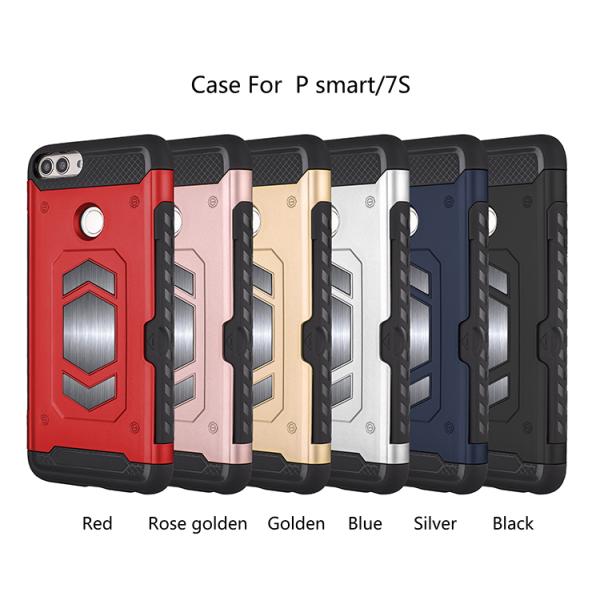 Car Mount Magnetic Attraction Phone Cover Case With Ring Grip Holder For Huawei P / Enjoy 7s