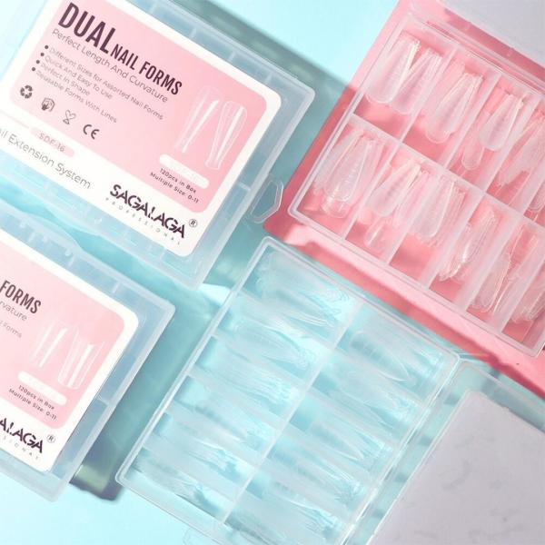 GEL Clear 120pcs Nail Dual Forms Mold Tips Nail Form for Acrylic Nails Extension Custom Logo Included