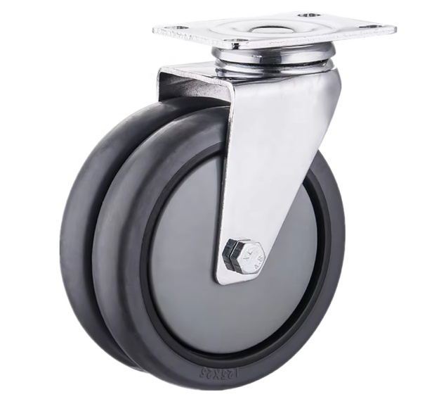 5 Inch Industrial M12 Screw-Type Dual Wheel Caster – TPR Wheel with PP Core