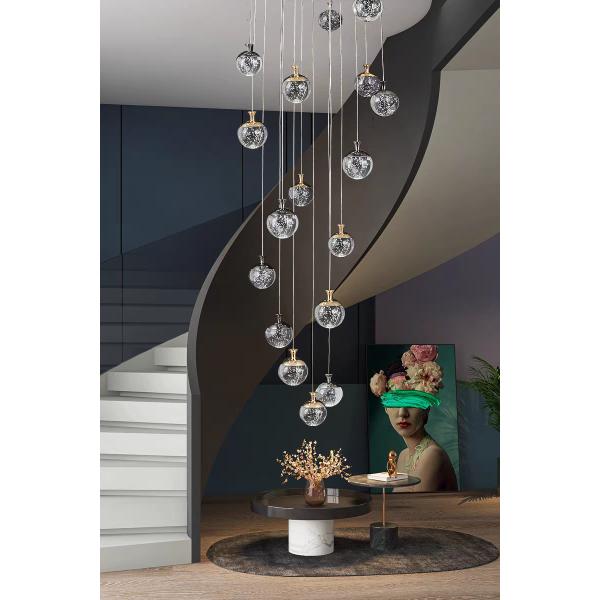 Apple Hanging Pendant Light Staircase Crystal Chandelier New Villa Hollow High Living Room Chandelier Rotating Staircase Long Chandelier