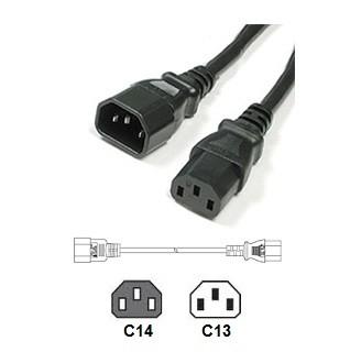 Black IEC Panel Mount C14 To C13 Ac Power Cable 1.5mm2 10A 250V