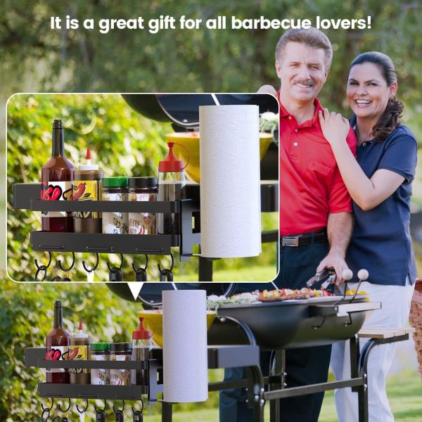 Paper Towel Holder BBQ Tool Organizer for Outdoor Grill Space Saving Black or Customized